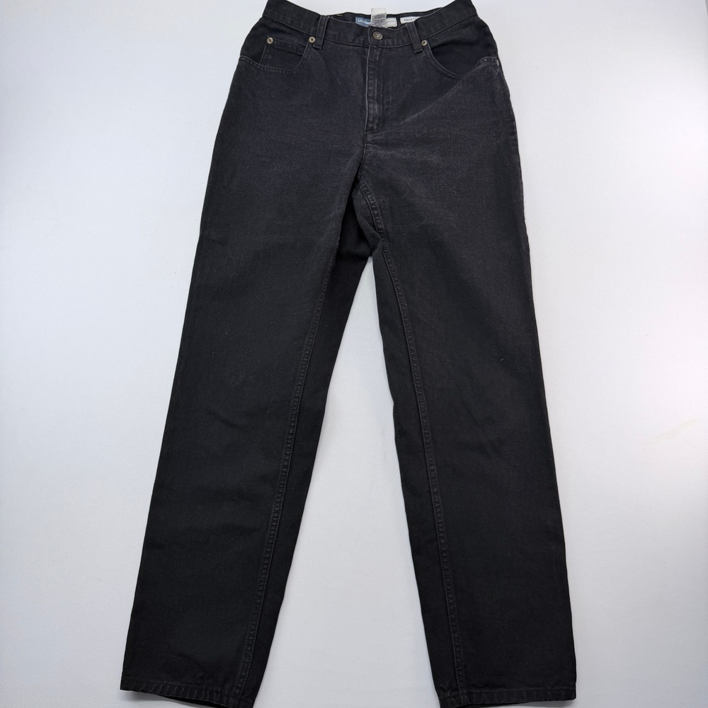 Liz Claiborne Classic Fit High Rise Straight Leg Black Denim Jeans 8R Cotton